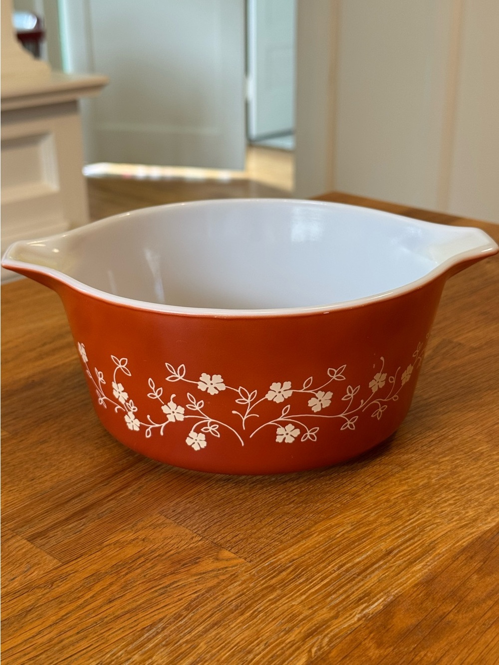 🍂 Vintage Pyrex 474-B Trailing Flowers | 1.5 Qt Casserole | Terracotta Orange